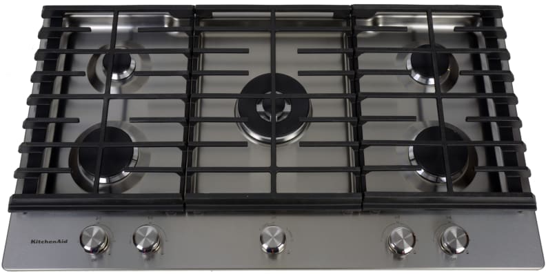 The KitchenAid KCGS556ESS 36-inch gas cooktop.