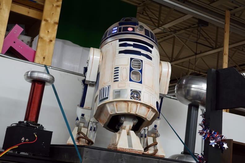 A replica of R2D2 from Star Wars.