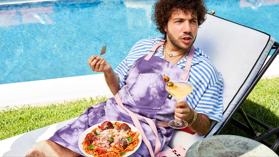 Benny Blanco just teamed up with HexClad on a funky tie-dye apron