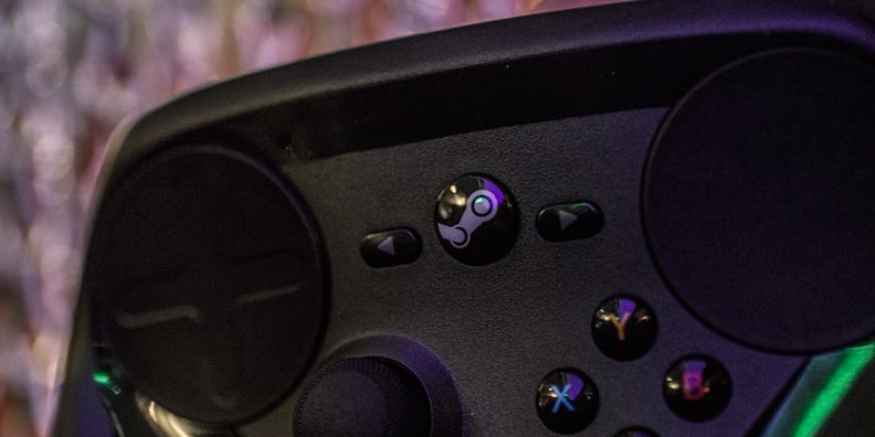 A close-up photo of Valve's Steam Controller.
