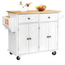 Product image of Tusy 43.3-Inch Wide Rolling Kitchen Island with Storage and Solid Wood Top