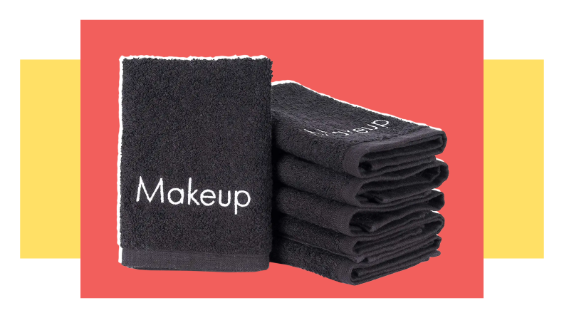 A stack of black towels.