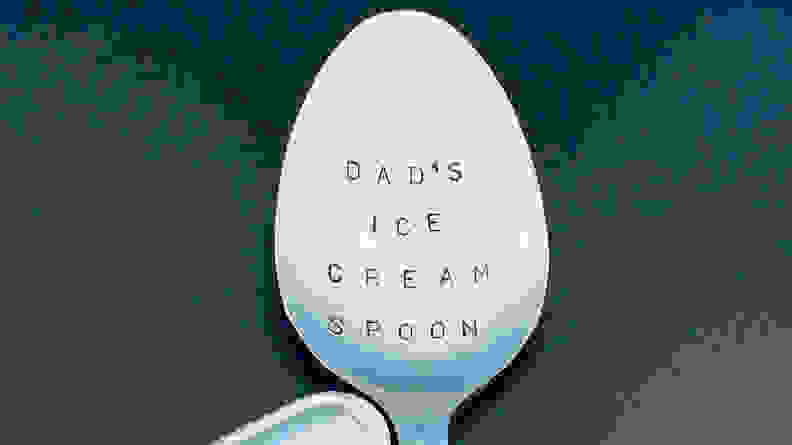Spoon that says "Dad's ice cream spoon"