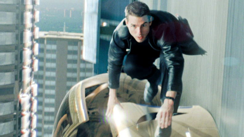 Tom Cruise runs from a futuristic police force in Spielberg’s ‘Minority Report.’