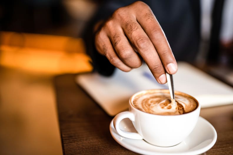Stirring cappuccino