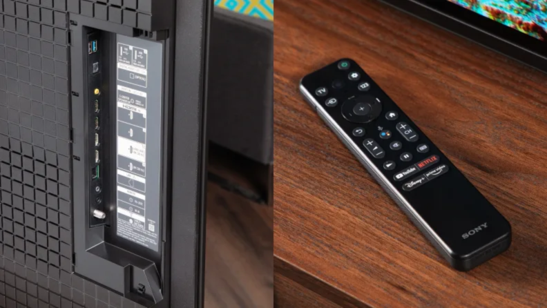 The Sony X80K's TV ports and remote