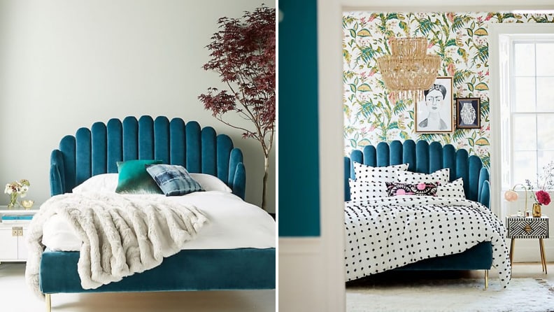 A glam bed from the Feather collection