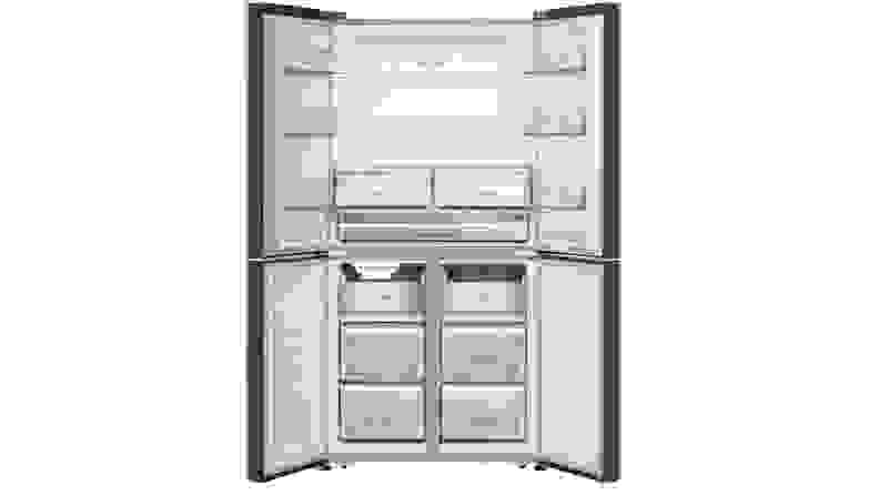 The interior of the Hisense HQD20058SV French door refrigerator