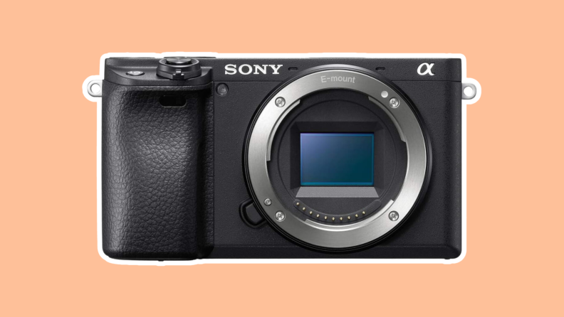 The Sony Alpha a6400 camera in the color black.
