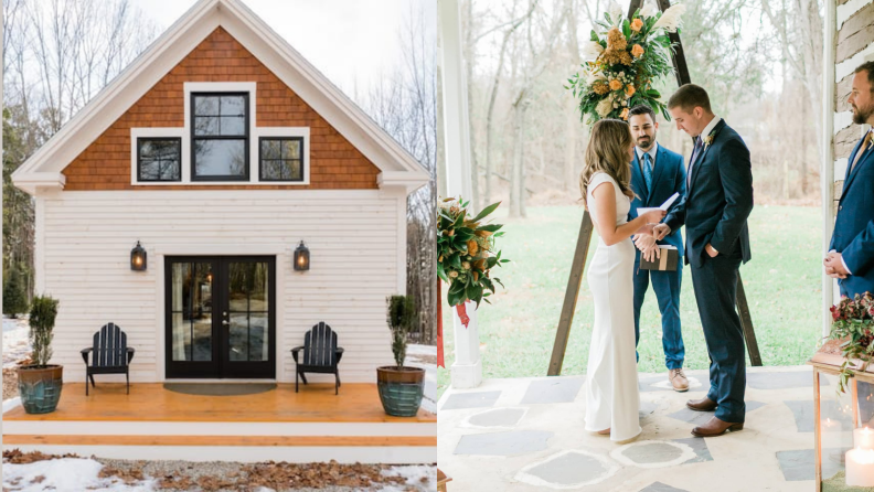 An Airbnb house and a wedding couple