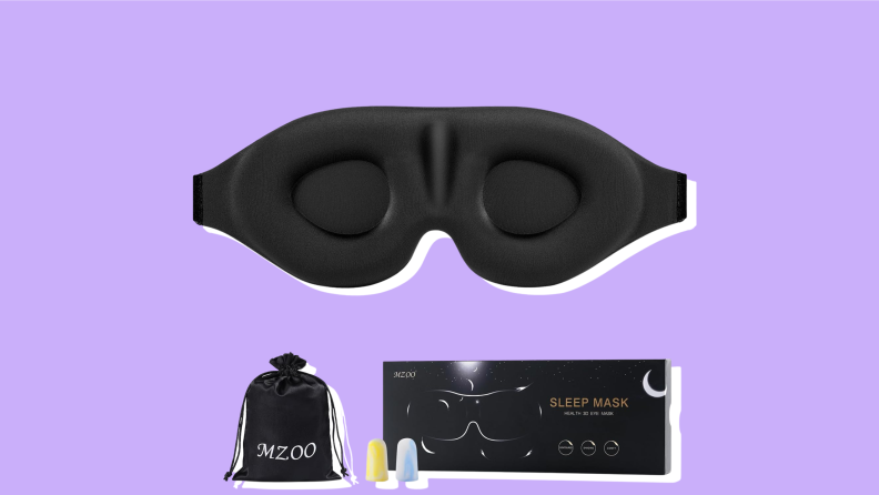 Mzoo Sleep Mask on a purple background.