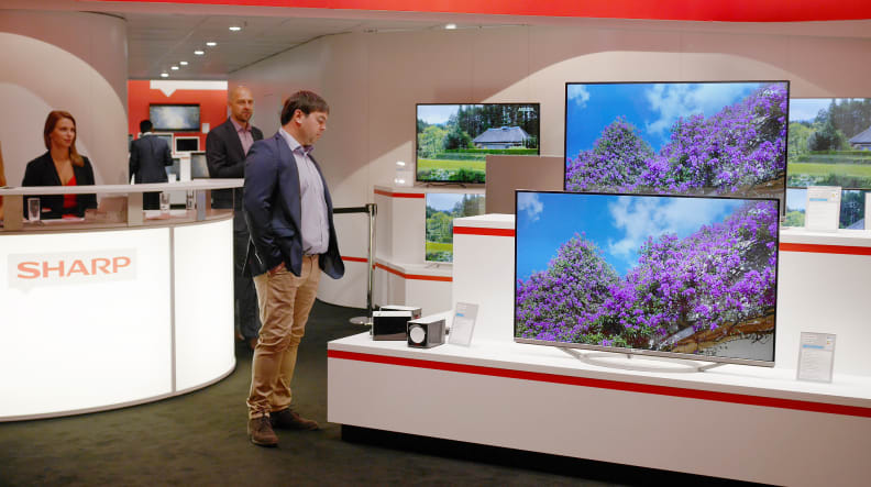 Televisions in Sharp's IFA 2015 booth