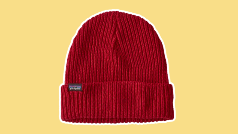 Fisherman's Rolled Beanie in the color red.
