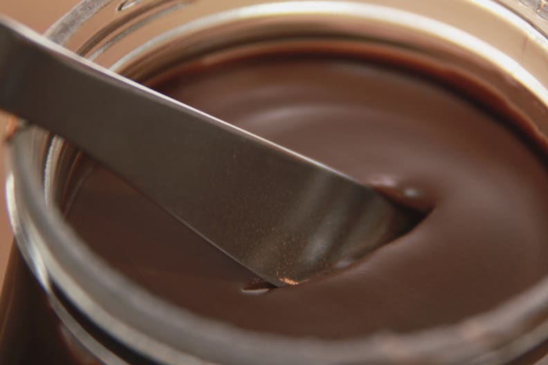 nutella on knife