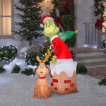 Product image of Gemmy Airblown Inflatable Grinch in Chimney with Max