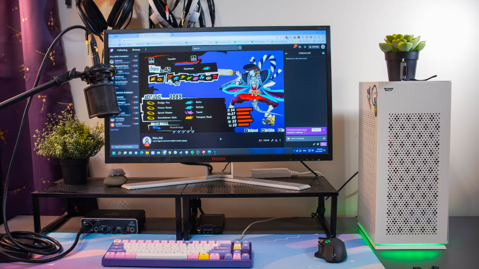 A monitor with Twitch on it