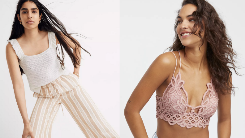 Crochet top from Madewell and Free People bralette