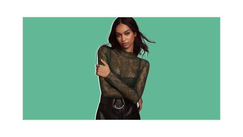 A green lace turtleneck.