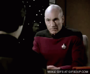 Star Trek's Captain Picard palm to face.
