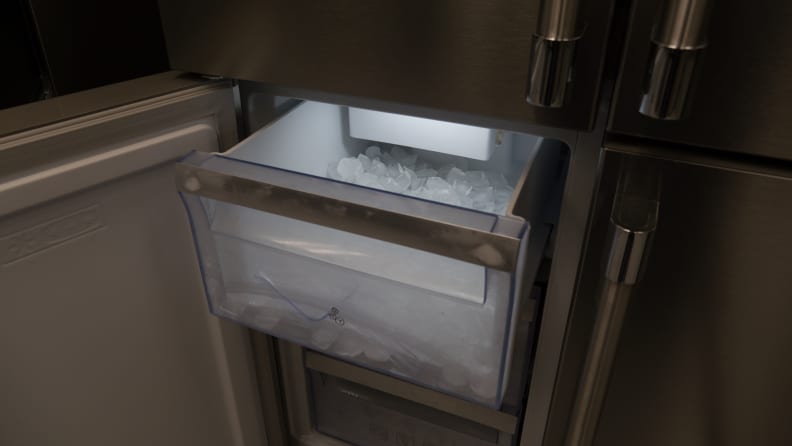 A close-up of the ice drawer.