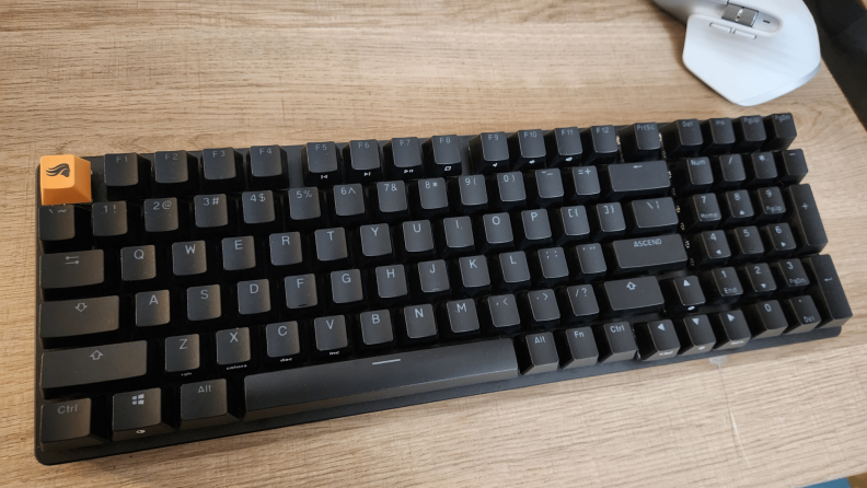 black keyboard on desk