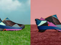 A pair of multicolored Nike GO FlyEase sneakers.