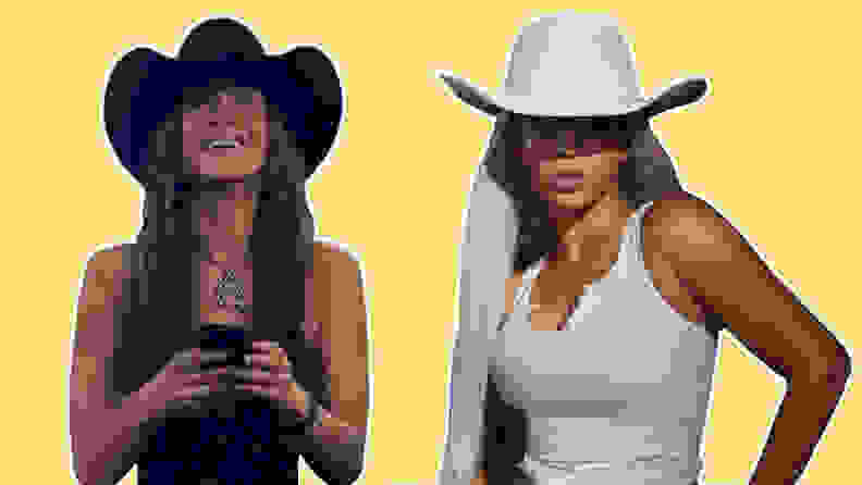 beyonce and bella hadid in cowboy hat