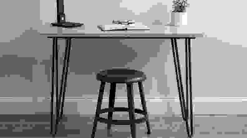 This desk has cool industrial-style hairpin legs.