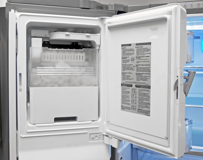 The Kenmore Elite 74033's door-mounted icemaker hold plenty of cubes while taking up as little space as possible.