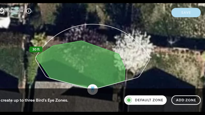 Screenshot of the Bird's Eye Zones for the home within the Ring app.