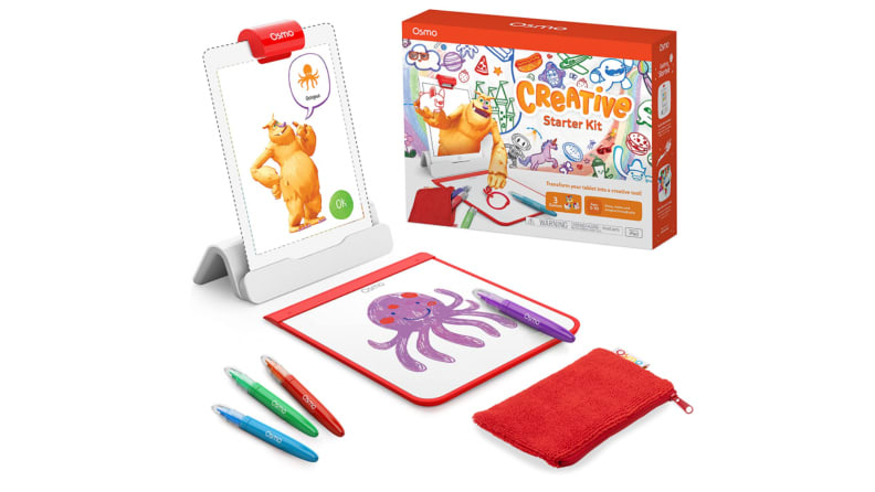 Osmo Creator set including three markers and a writing pad with an animated octopus.