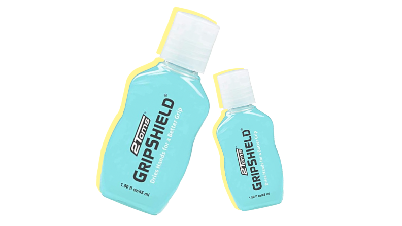 Two bottles of grip enhancer against a white background.