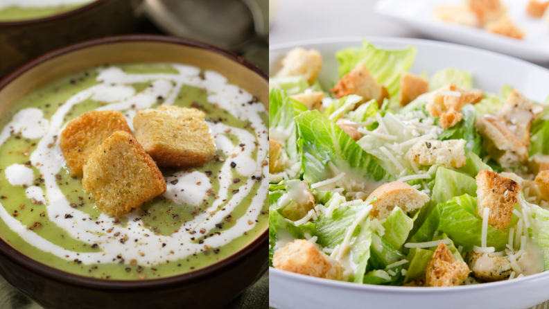 Croutons are easy to make and can last up to a week once prepared.