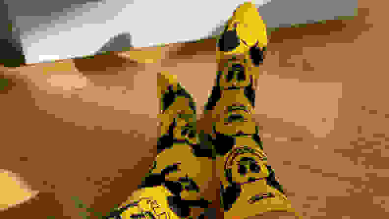 Mickie socks on wood floor
