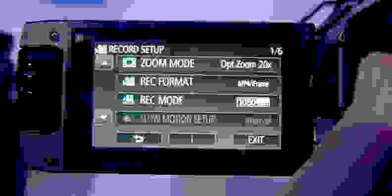 The menu is exactly what you expect if you've used a camcorder before, with all touch controls.