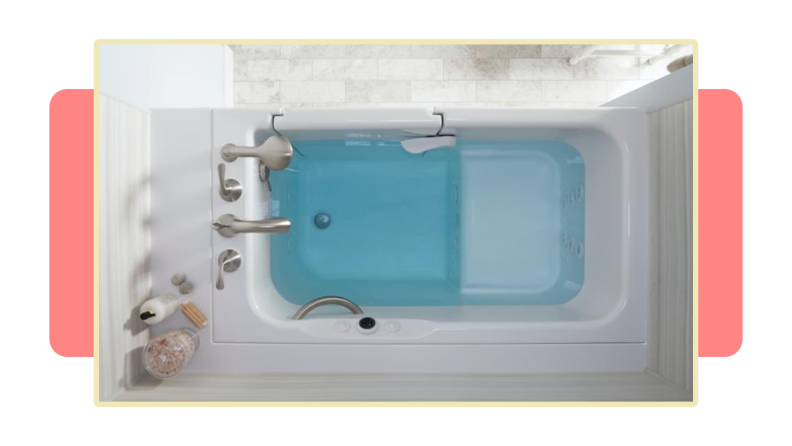 A Kohler walk-in tub on a colorful background