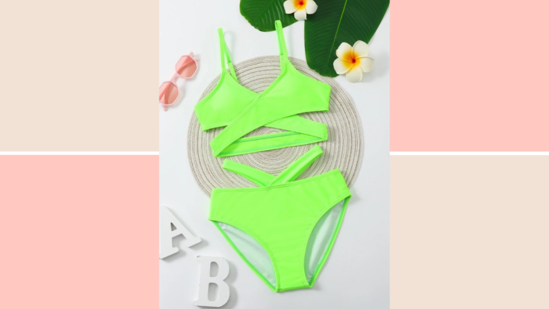 Product image of Shein three-piece bikini on a background.