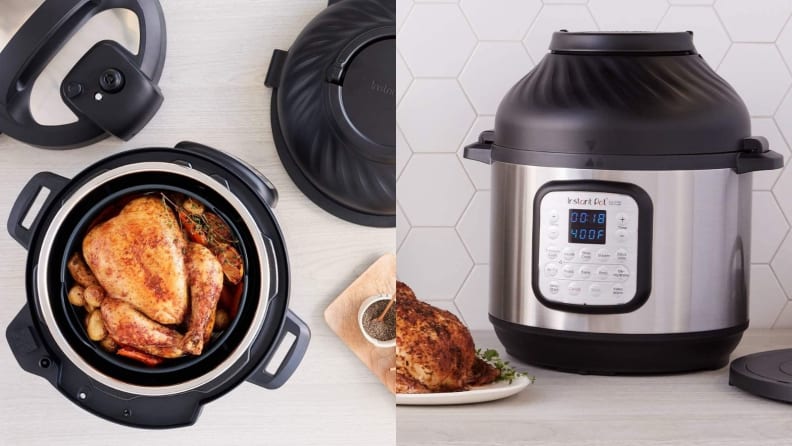 A view from above and from the front of the Instant Pot Duo Crisp