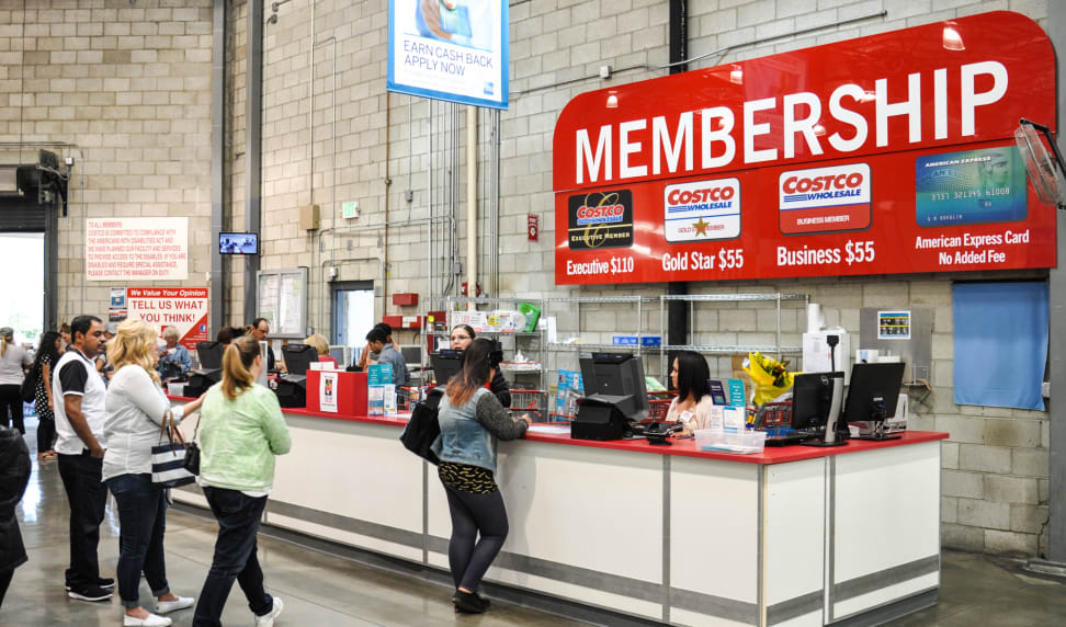 The checkout line at Costco's membership counter