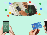 Collage of different no contract phone plans on green background