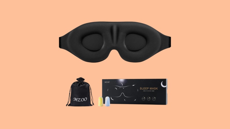 The MZOO Sleep Eye Mask with a bag and box.