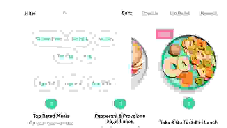 Showing the filters for ordering Yumble meals.