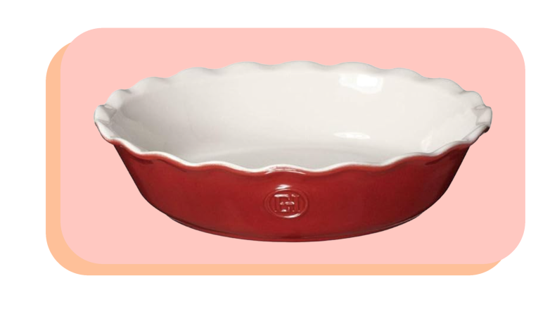 Red porcelain pie dish.