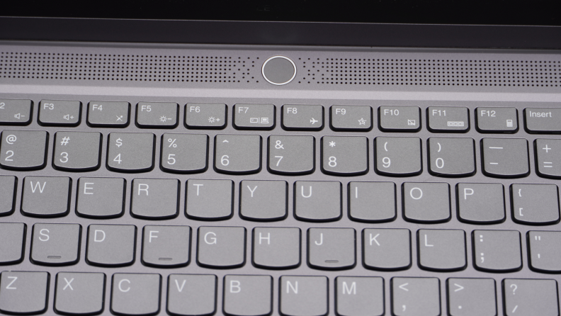 Up close view of the Lenovo Legion Slim 5 14APH8 laptop's keyboard.
