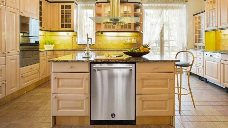 The Vinotemp Brama BR-DWSH01-S dishwasher installed in a kitchen island.