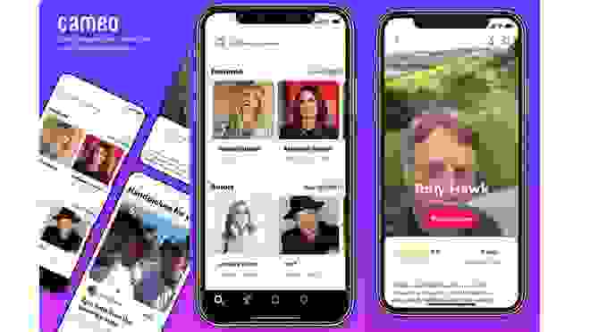 smartphones on purple background