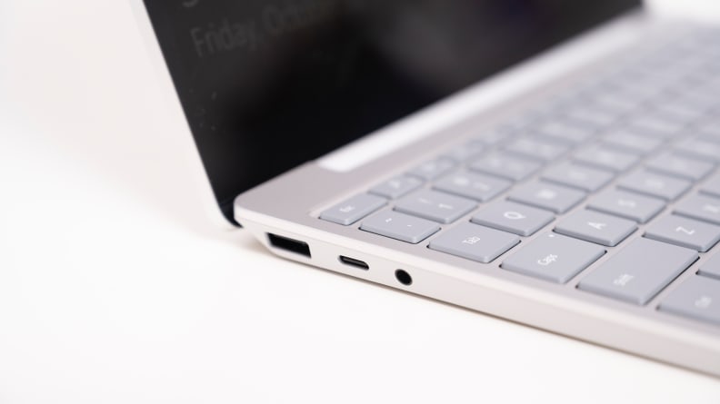 Side view of the laptop's ports.