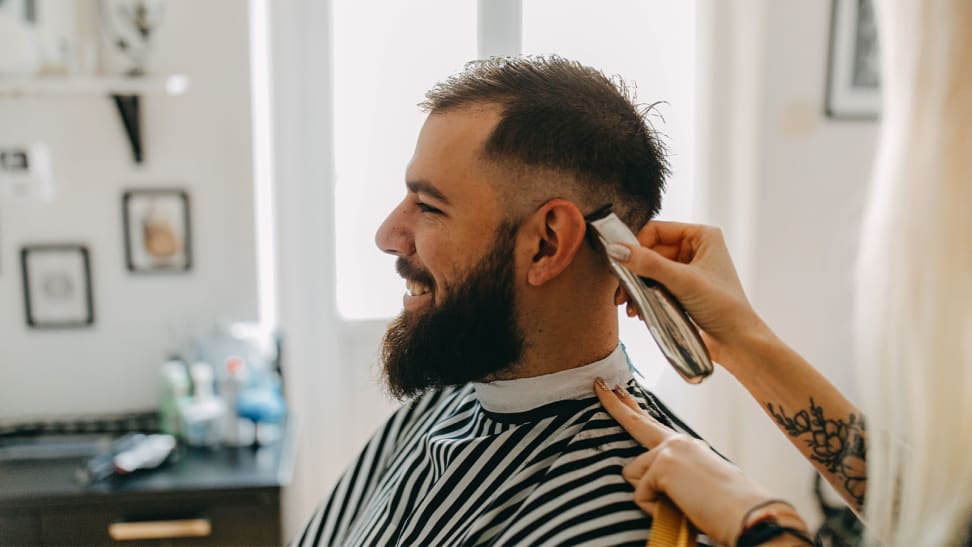 A man getting a haircut.