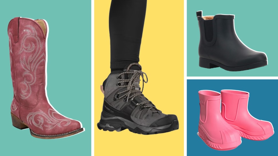 A colorful collage of different comfortable boots.