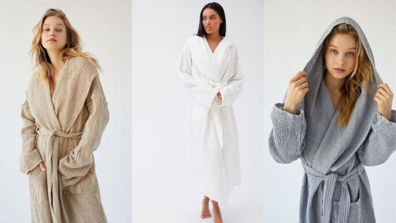 Wrap yourself up in this full-length, hooded waffle robe.